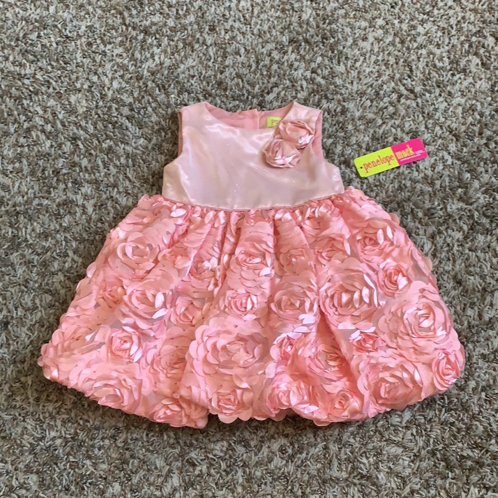 NWT- Penelope Mack coral pink dress. 6-9 months.